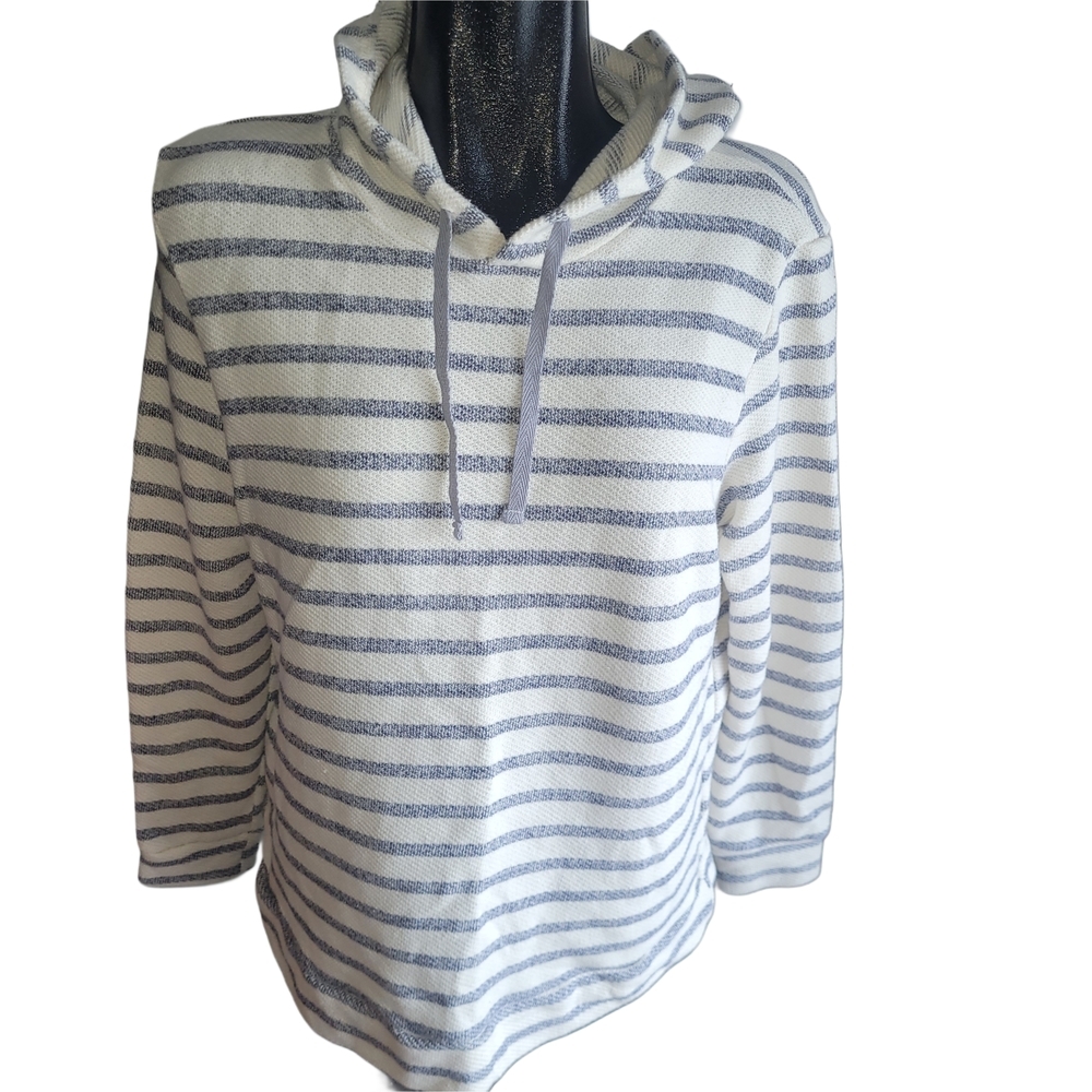 Old Navy Blue And White Striped Pullover Hoodie Size M